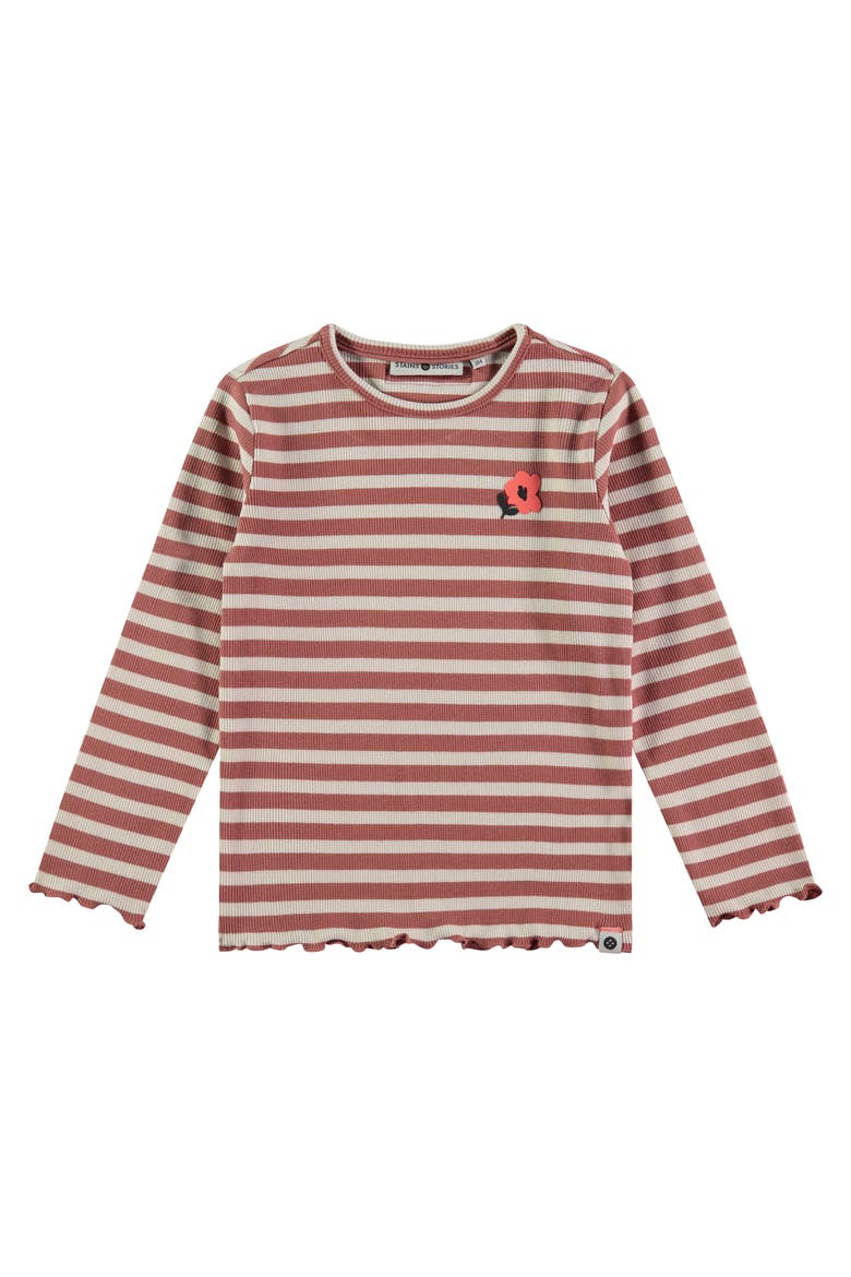 Lettuce Edge Ribbed Striped Long Sleeve Shirt, Main, color, Canyon