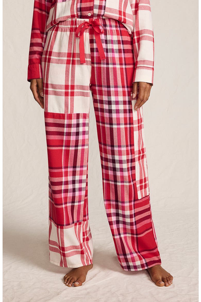 Print Flannel Pajama Pants, Main, color, Compass Red Patchwork Plaid