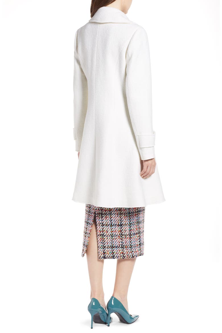 Boiled Wool Blend Fit & Flare Coat, Alternate, color, IVORY