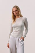 NAKED CASHMERE MABLE TRELLIS LONG SLEEVE CASHMERE TEE