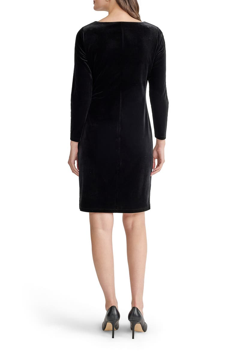Velvet Side Pleat Sheath Dress, Alternate, color, BLACK