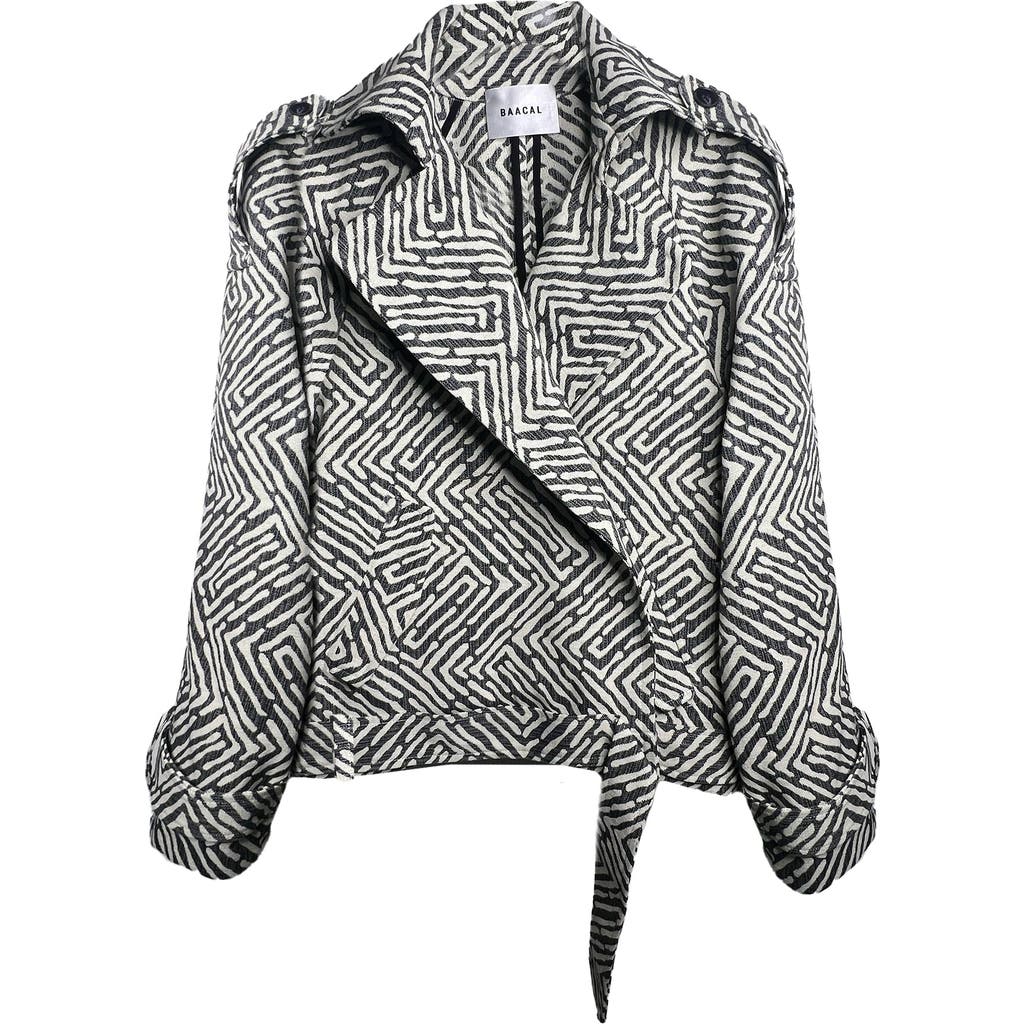 Baacal Marlo Short Moto Trench Coat In Gray