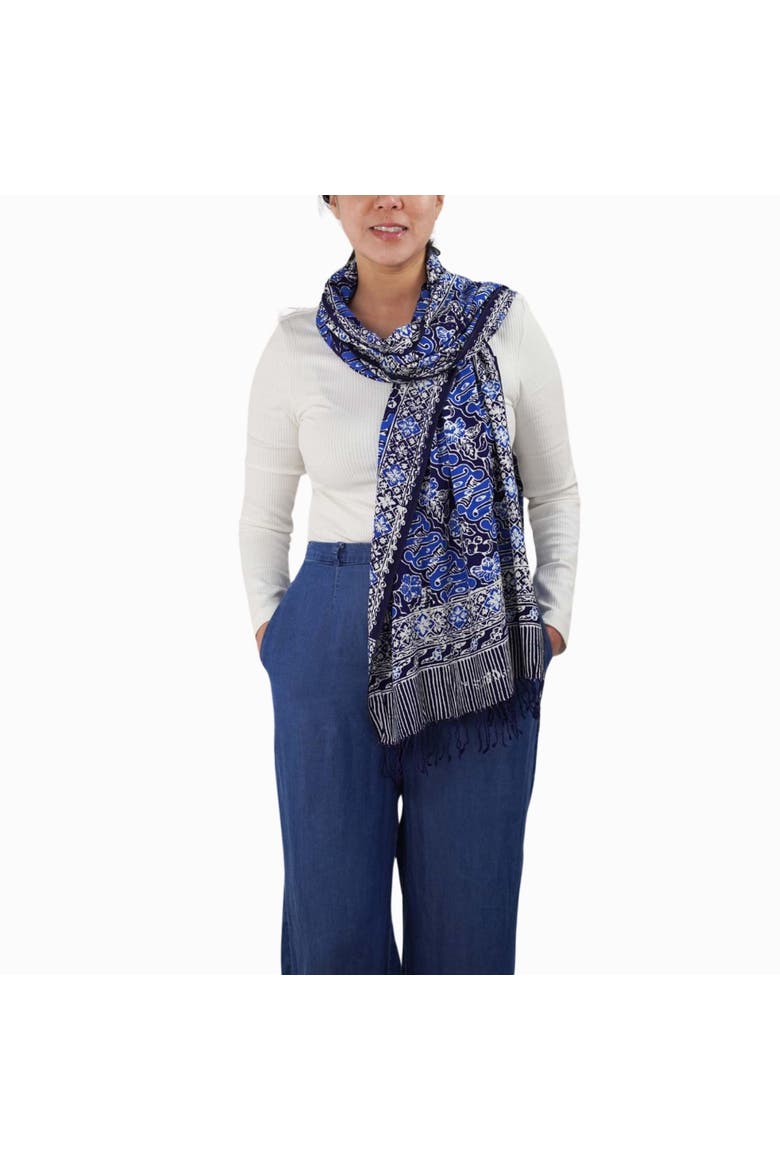 Handmade Batik Scarf, Alternate, color, Midnight Autumn