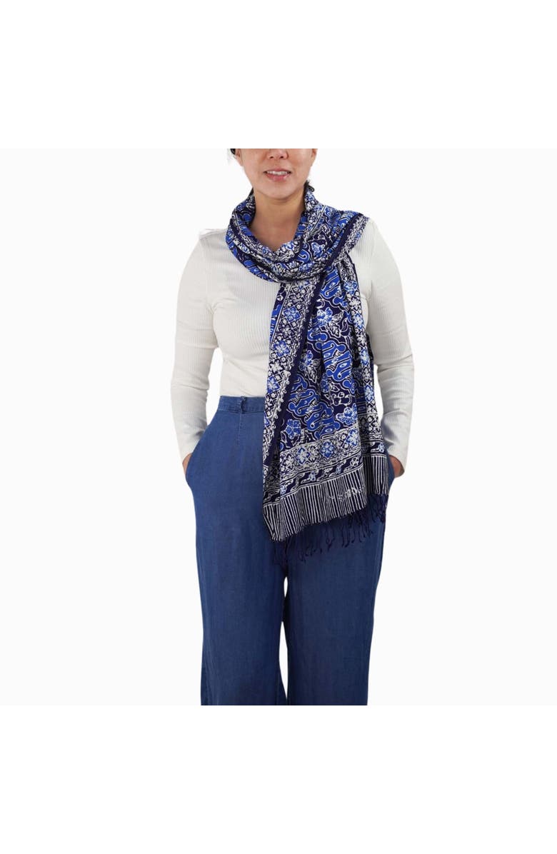Kasih Co-op Handmade Batik Scarf, Alternate, color, Midnight Autumn