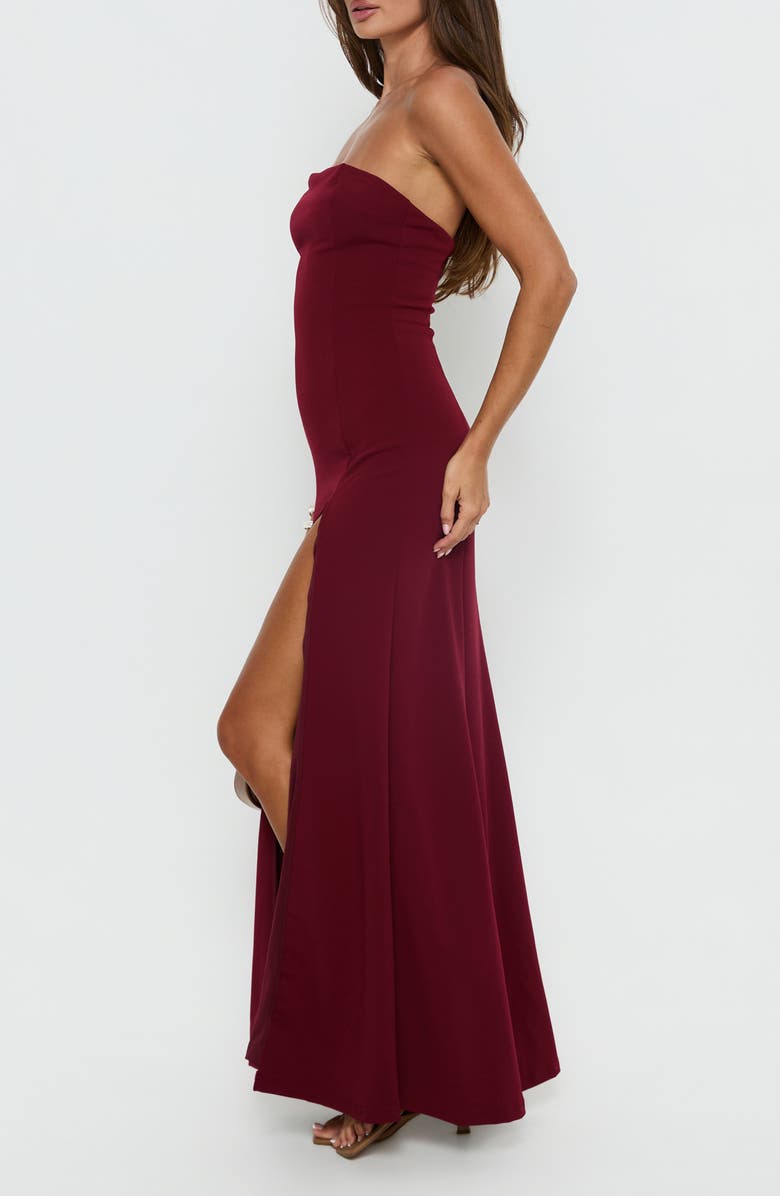 Princess Polly Diamanti High Slit Strapless Gown, Alternate, color,