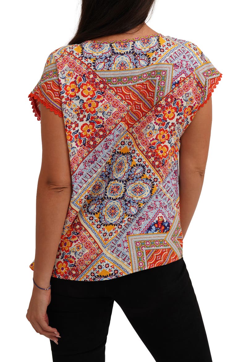 Tie Keyhole Cap Sleeve Top, Alternate, color, LEILA