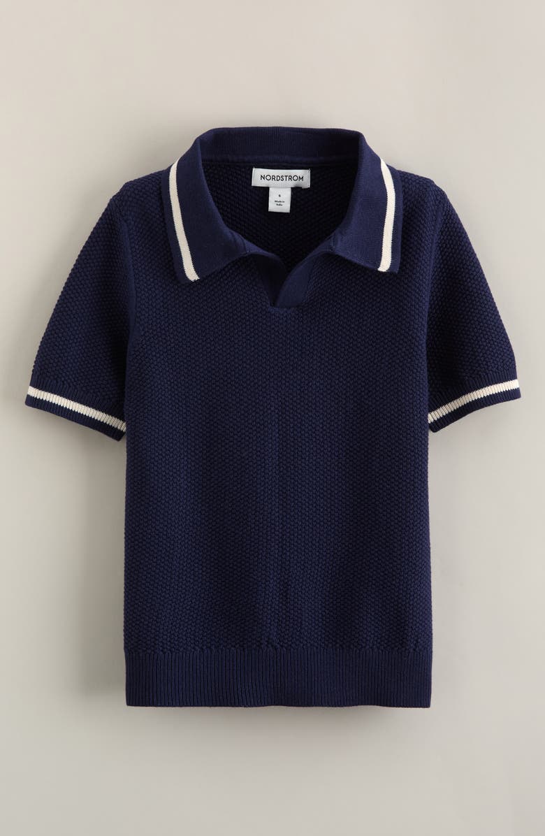 Nordstrom Kids' Texture Polo Sweater, Main, color, Navy Peacoat