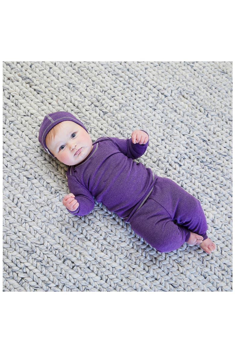 Rib Long Sleeve Top, Leggings & Hat Set, Alternate, color, PURPLE