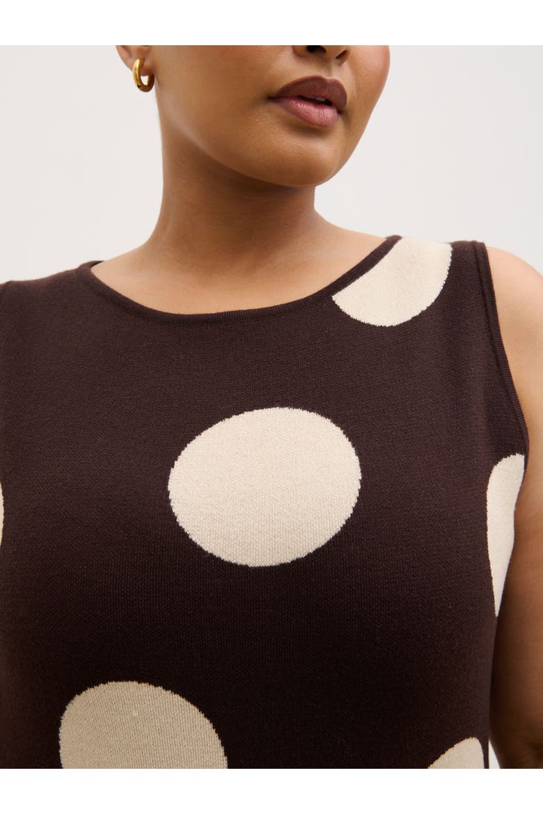 Curve Sarover Polka Knit Dress, Alternate, color, Brown And Cream