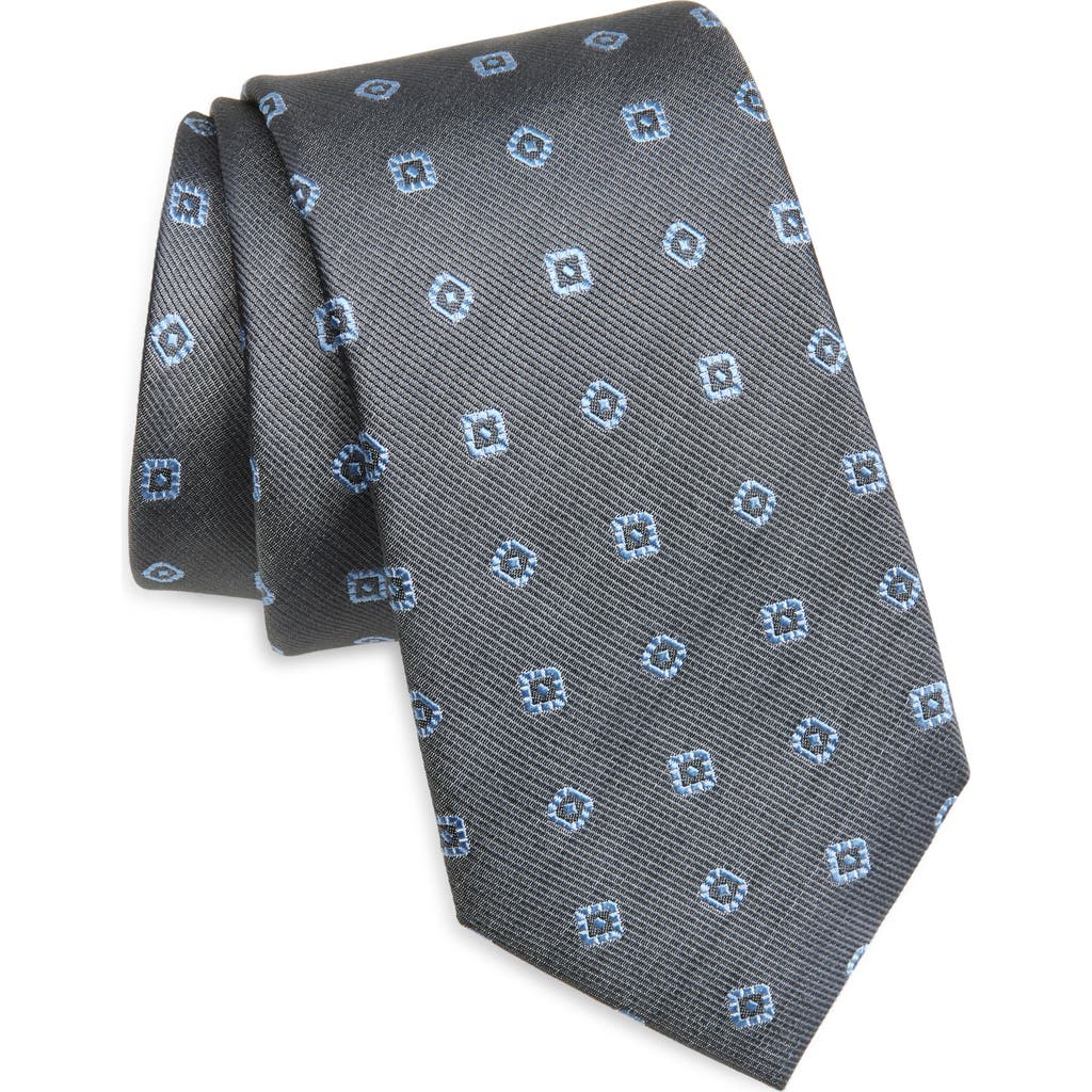 Duchamp Geometric Silk Tie In Gray
