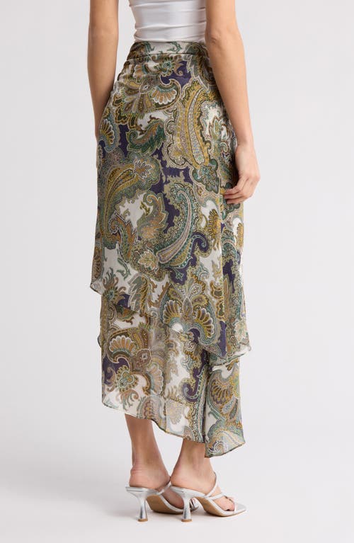 Veronica Beard Sira Ruffle Ruched Silk Tulip Skirt In Army Multi