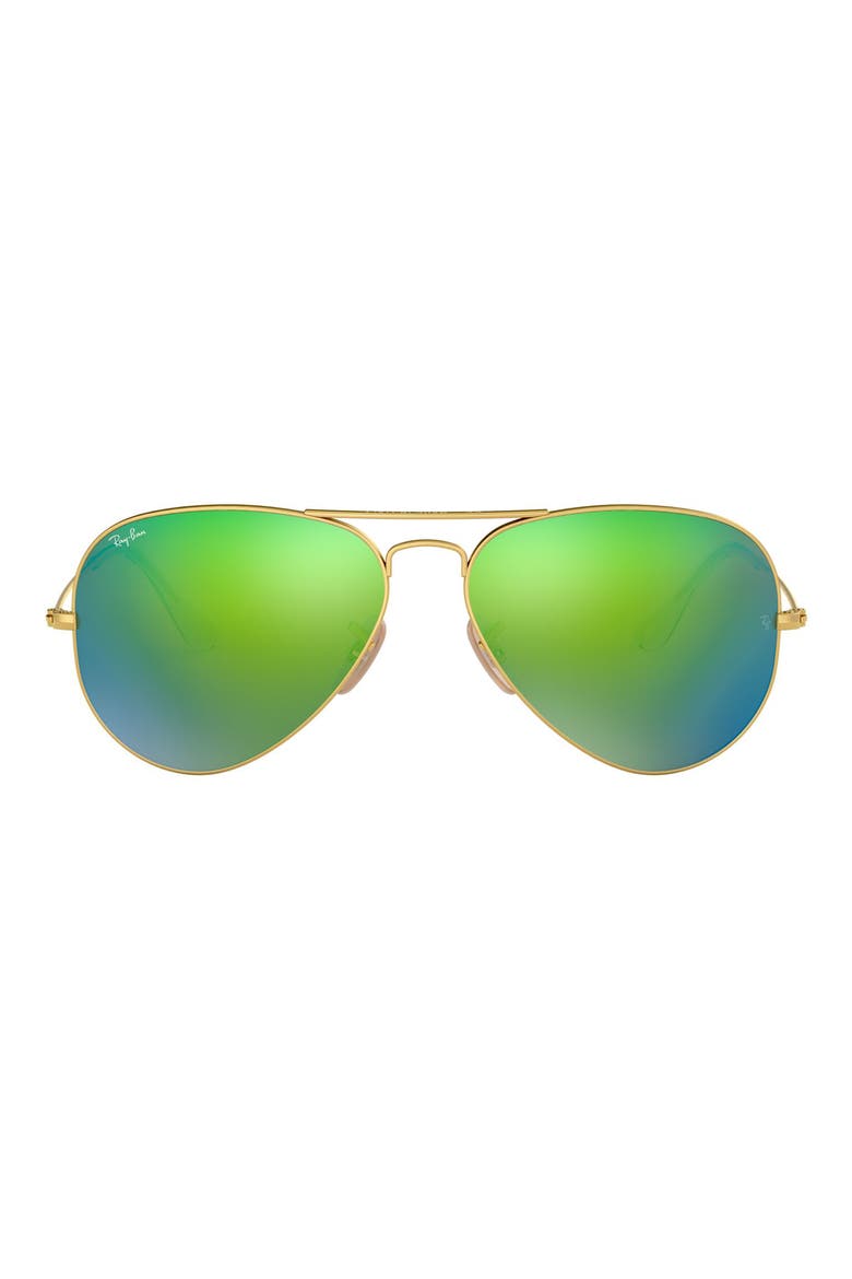 Large Icons 62mm Aviator Sunglasses, Main, color, GRN MIRGRN