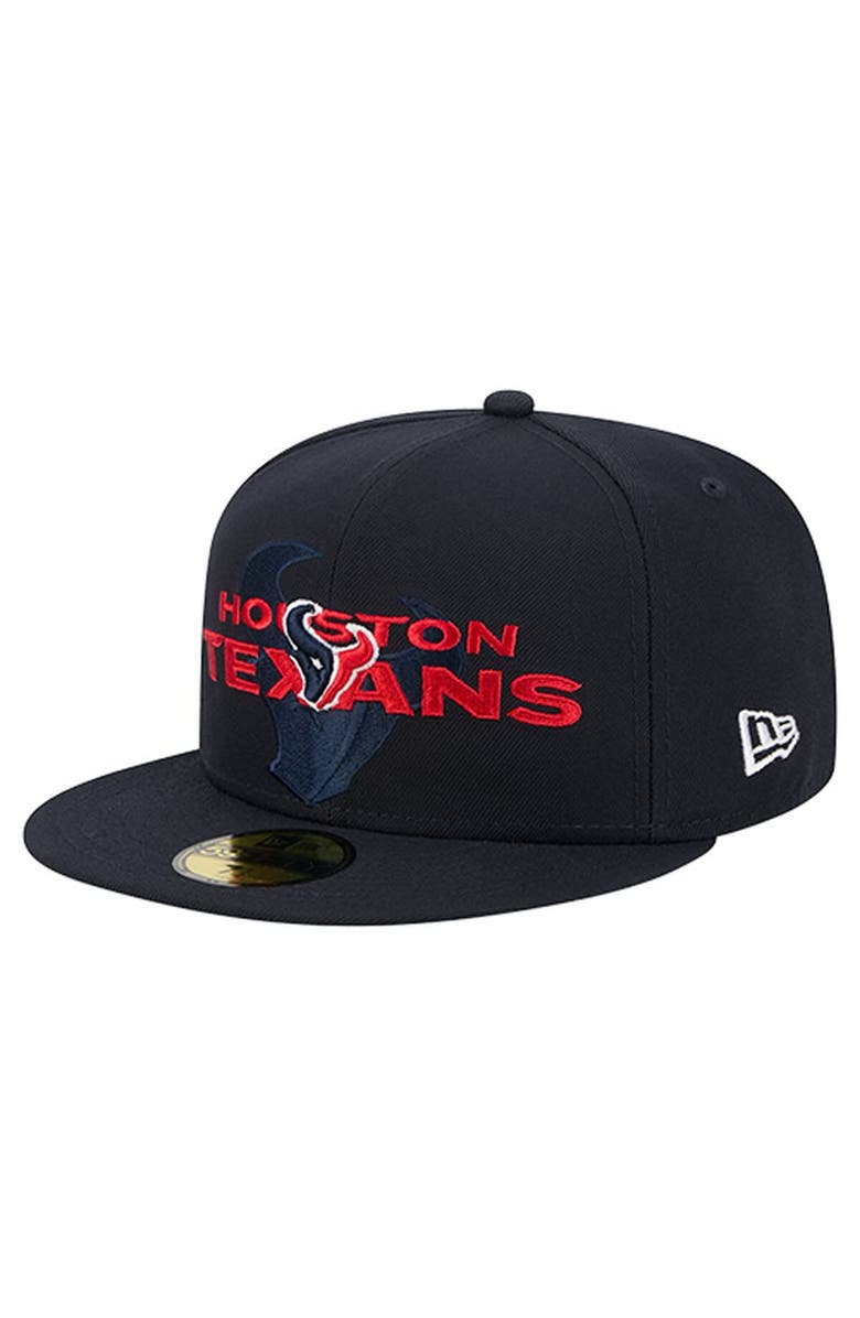 New Era Men
s New Era Navy Houston Texans Overlap Wordmark 59FIFTY Fitted Hat, Main, color, Navy