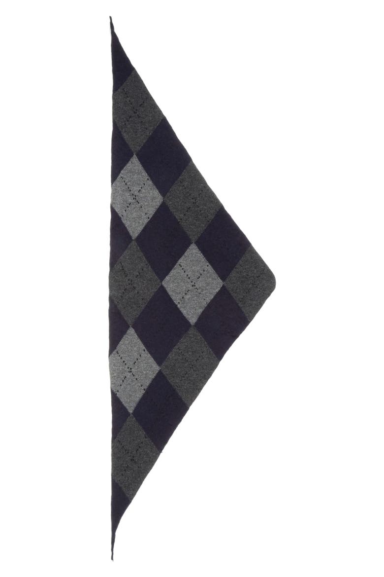 Clan Argyle Plaid Cashmere Triangle Scarf, Alternate, color, DARK NAVY
