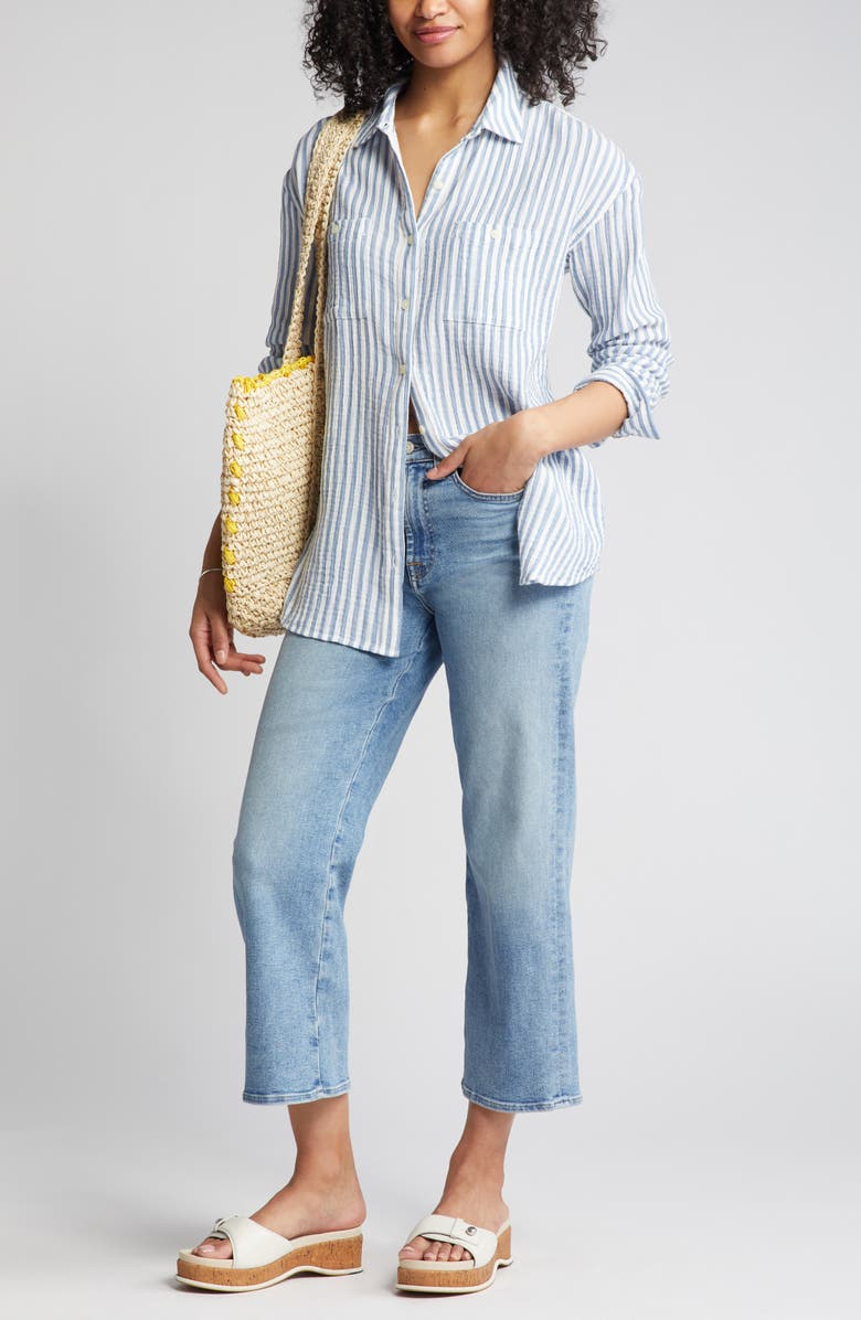 Caslon<sup>®</sup> Cotton Gauze Button-Up Shirt, Main, color, 