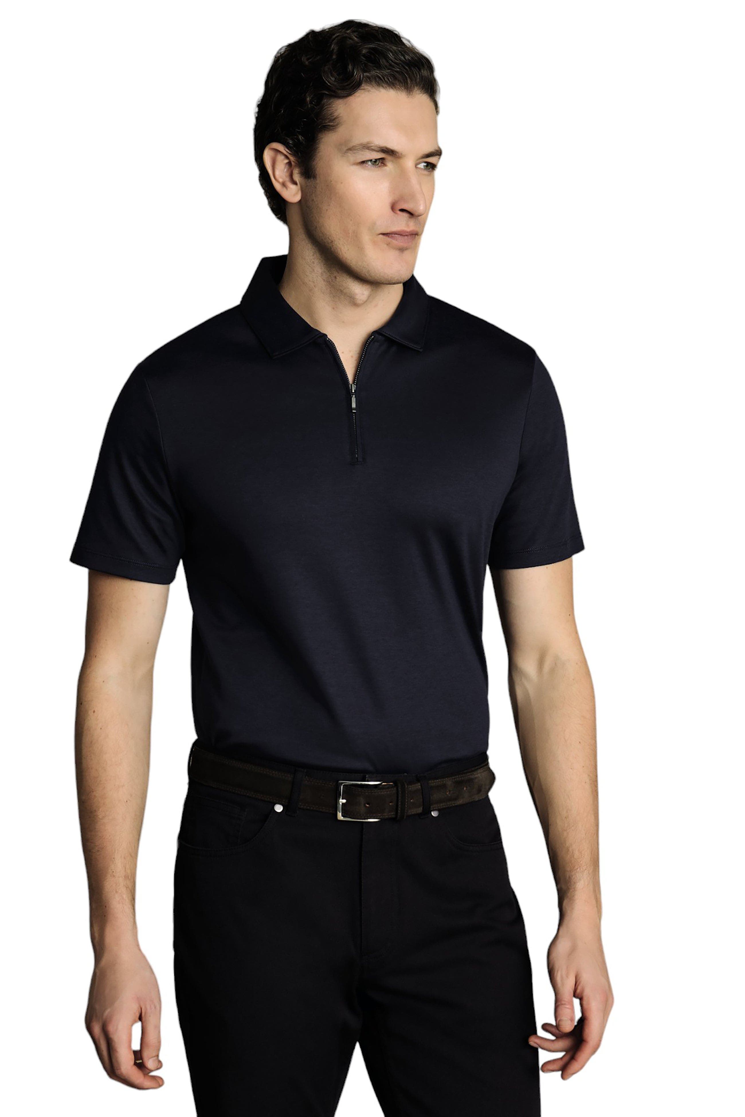 Plain Short Sleeve Zip Jersey Polo - image 3