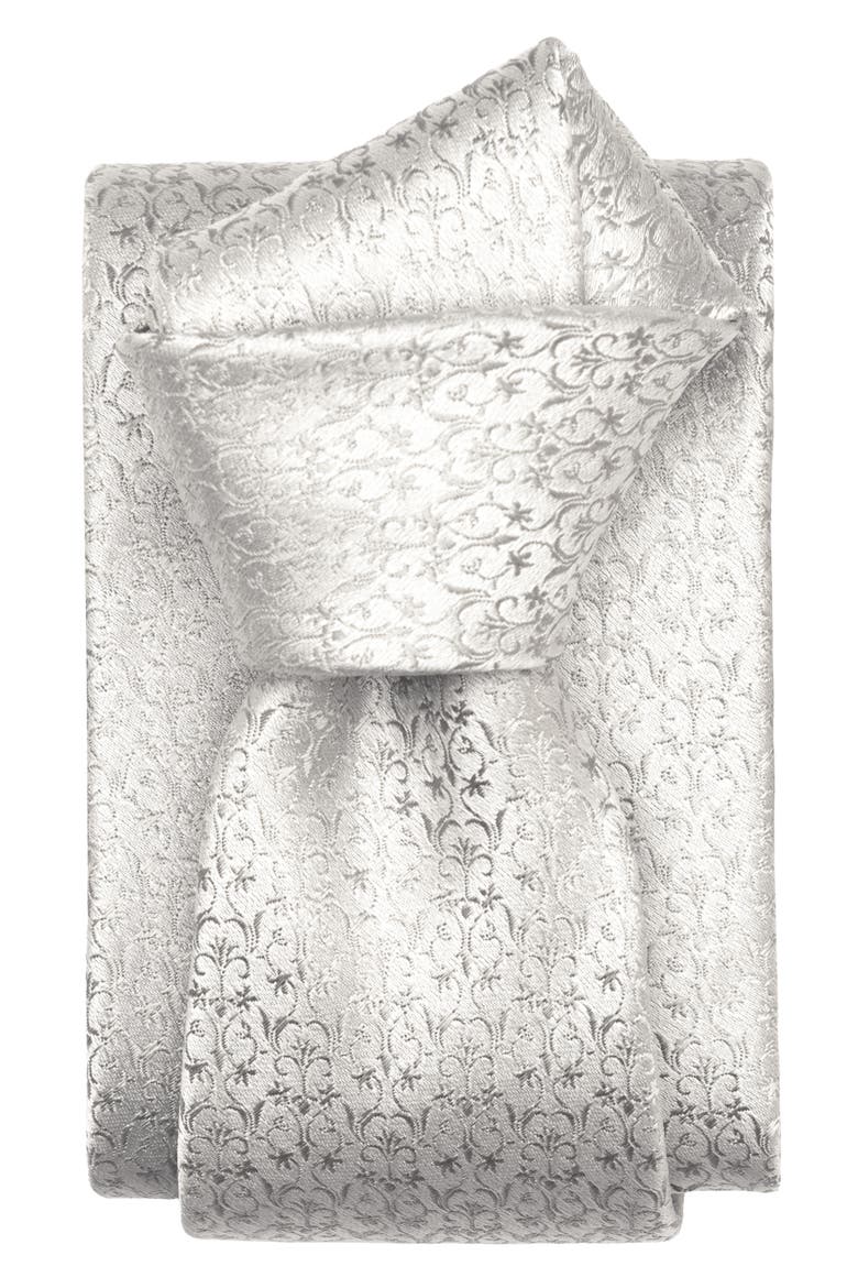 Parioli - Silk Jacquard Tie for Men, Alternate, color, Silver