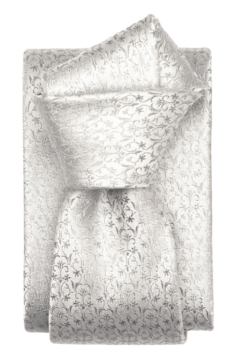 Elizabetta Parioli - Extra Long Silk Jacquard Tie for Men, Alternate, color, Silver