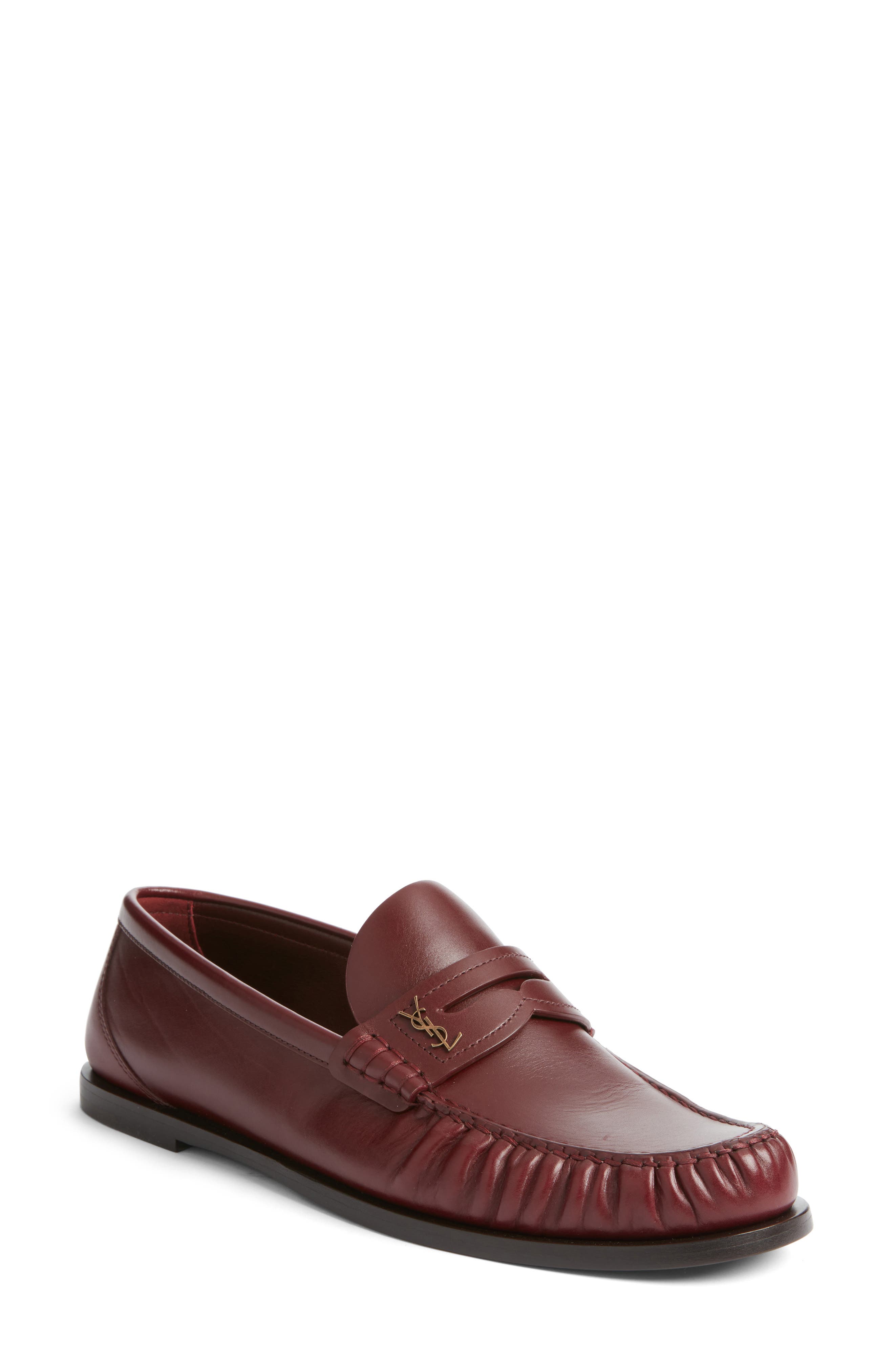 Saint Laurent Lauren Penny Loafer, Main, color, Vendome Red