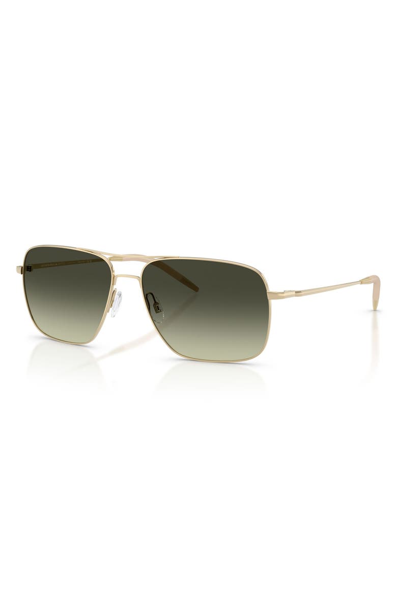 Oliver Peoples Clifton 58mm Gradient Rectangular Sunglasses, Alternate, color, Gold / G-15 Gradient