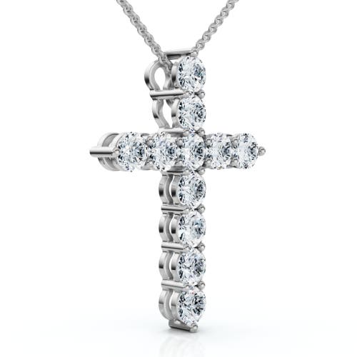 Bliss Diamond 1.25ct Diamond Cross 14k Gold 18" Necklace 1" Tall Lab Grown In White Gold