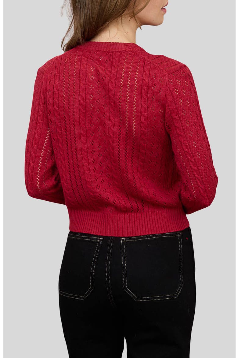 Pointelle Cardigan, Alternate, color, DEEP RED