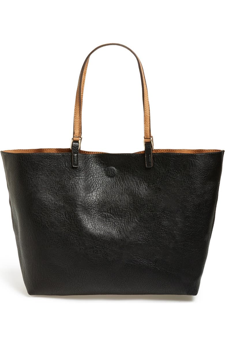 Street Level Reversible Faux Leather Tote, Alternate, color,