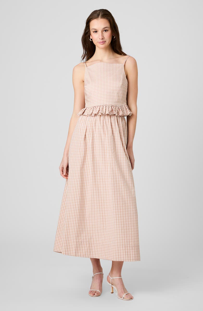 French Connection Lilah Gingham Crop Camisole, Alternate, color, Petite Gingham Almond Nude