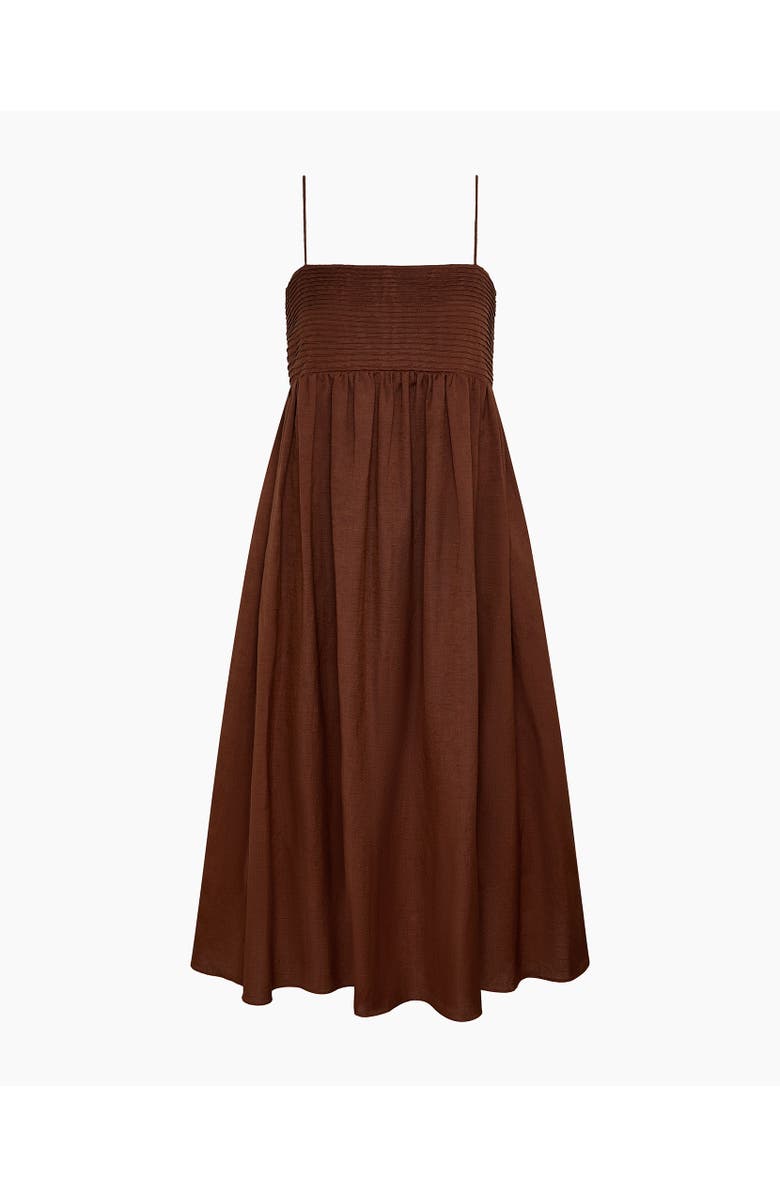 Onia A-Line Pintuck Midi Dress, Alternate, color, Brown