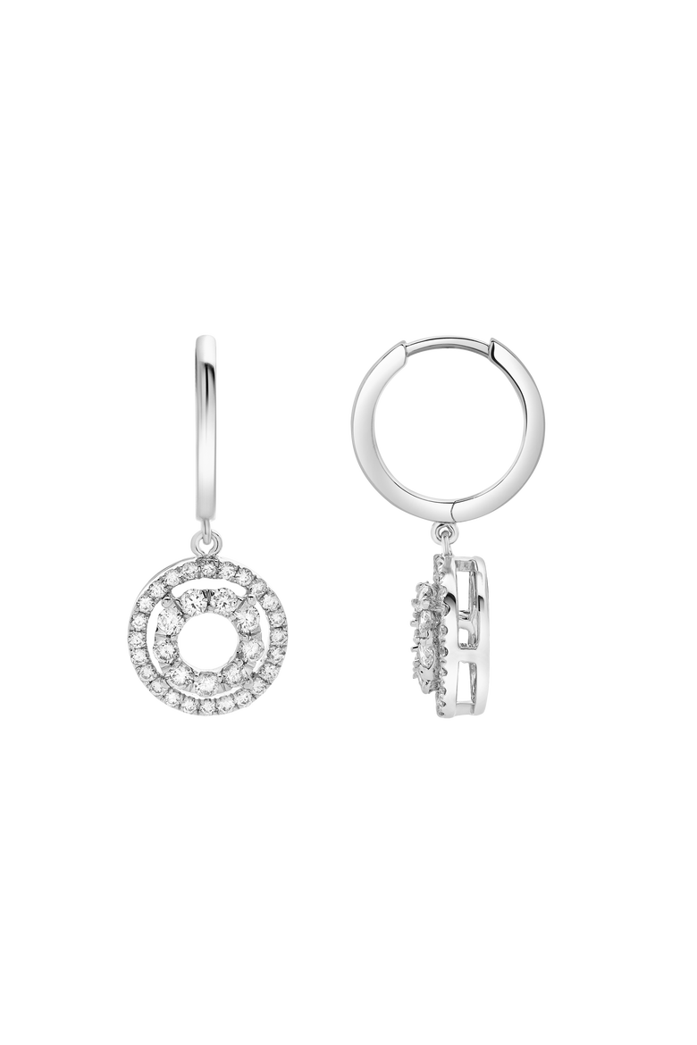 Genevieve Pave Round Diamond Drop Huggie Hoop Earrings in 14K Gold, Alternate, color, 14K White Gold