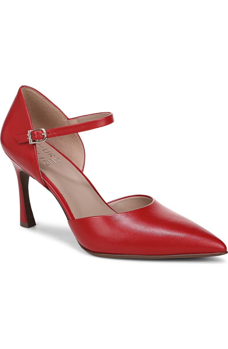 Naturalizer Amber Ankle Strap Pointed Toe Pump, Main, color, Crimson Red