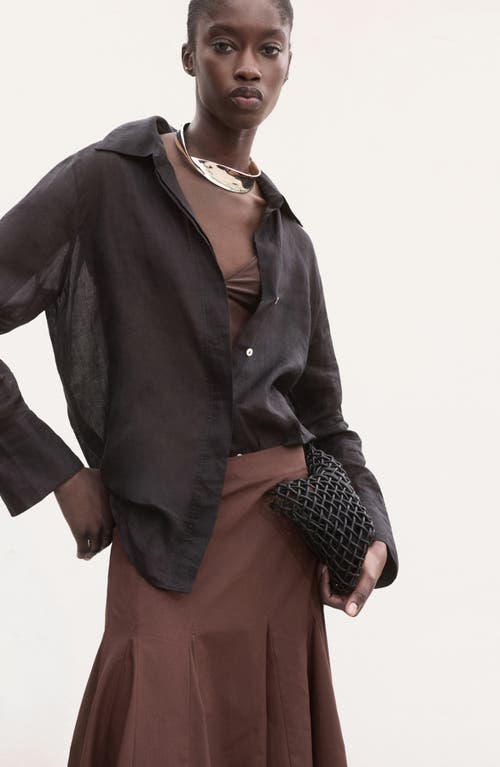 Mango Pleat Midi Skirt In Brown