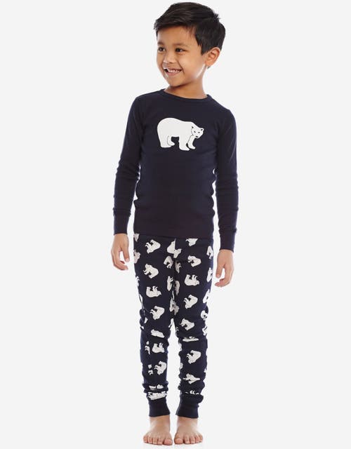 Leveret Two-piece Printed Cotton Holiday Pajamas In Blue