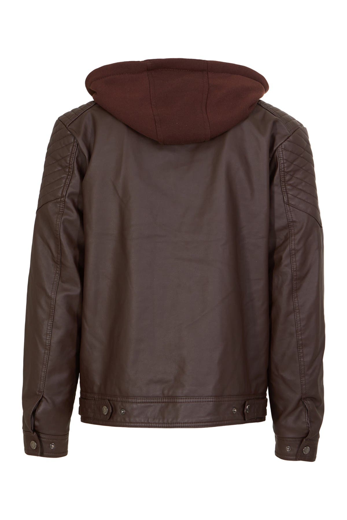AMERICAN CULTURE Zip Front Faux Leather Hooded Jacket (Men) | Nordstromrack