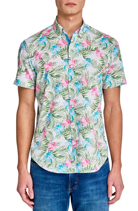 Tropical Short Sleeve Button Front Shirt