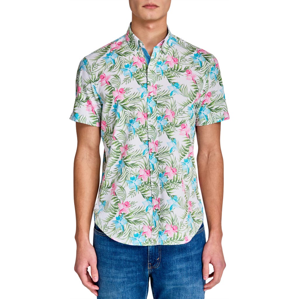 Construct Tropical Short Sleeve Button Front Shirt In Multi