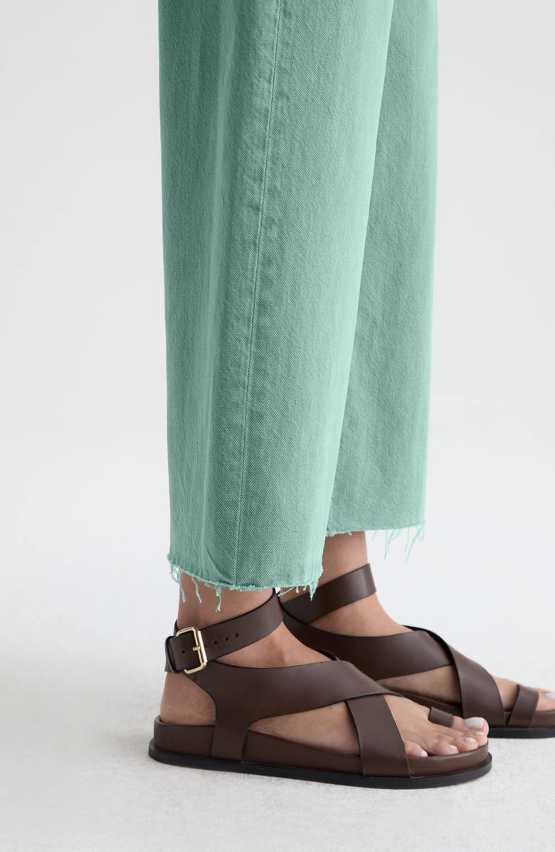 AG Saige Raw Hem Mid Rise Ankle Wide Leg Jeans, Alternate, color, Sulfur Sunwashed Jade