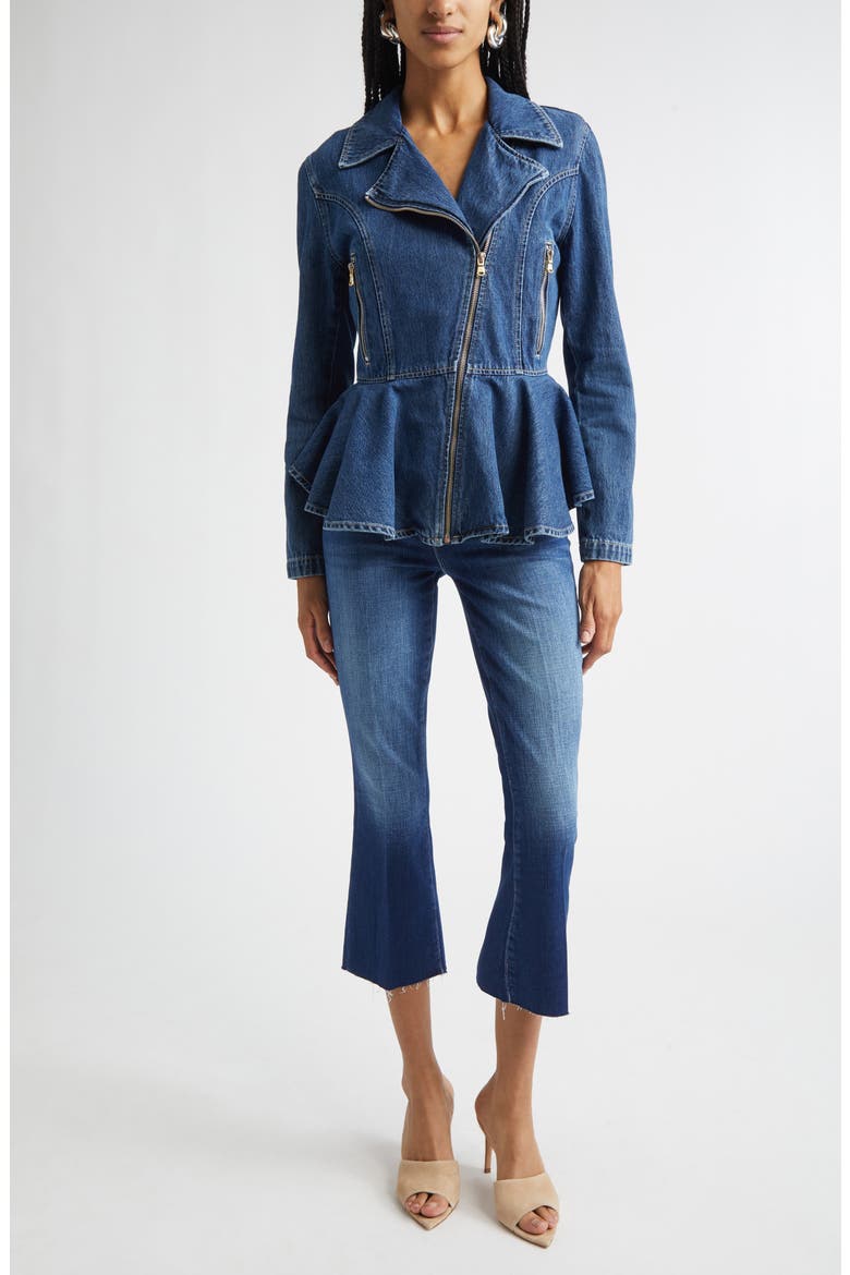 Moxie Denim Peplum Biker Jacket (Women) | Nordstrom