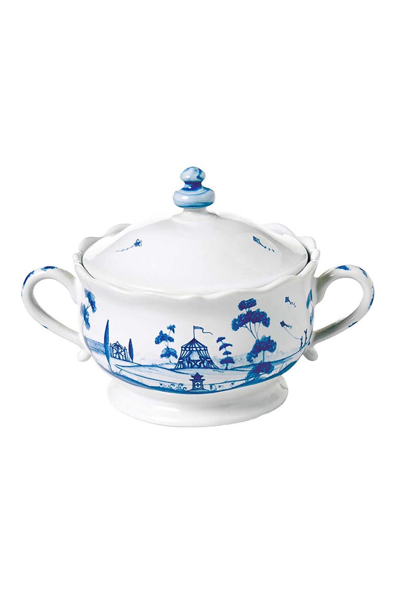 Country Estate Sugar Bowl with Lid, Alternate, color, DELFT BLUE