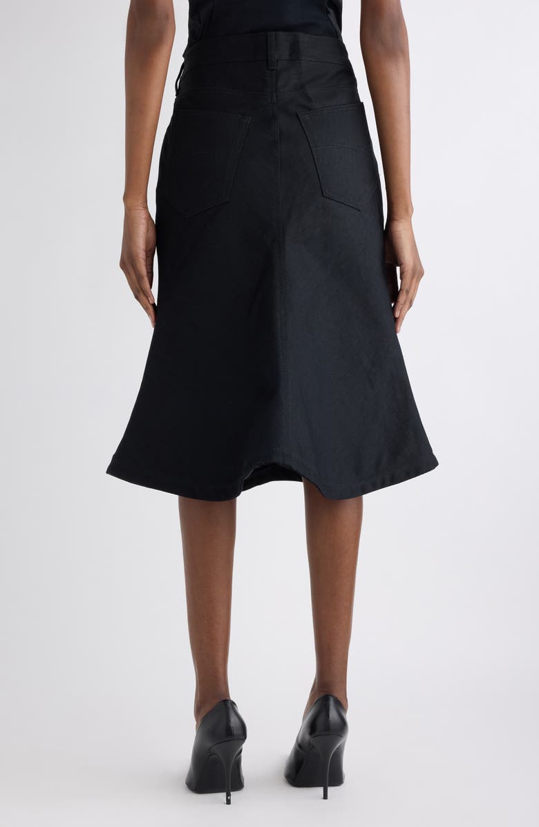 Balenciaga Denim A-Line Midi Skirt, Alternate, color, 1000 Black