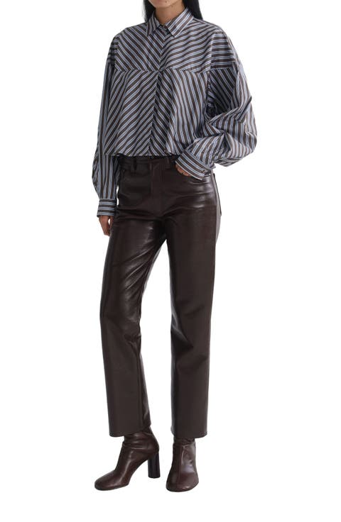 Agnes Striped Cropped Cotton Shirt