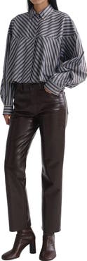 AGOLDE Agnes Striped Cropped Cotton Shirt