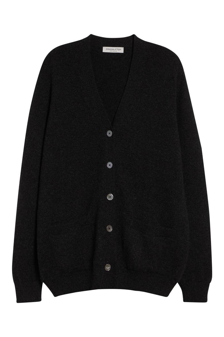 Wild Thistle Intarsia Cashmere Cardigan, Alternate, color, COAL COLOURWAY