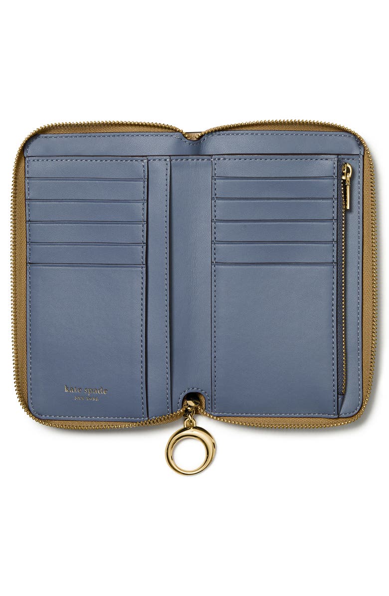 Kate Spade New York halo glazed medium bifold wallet, Alternate, color, Dried Thyme