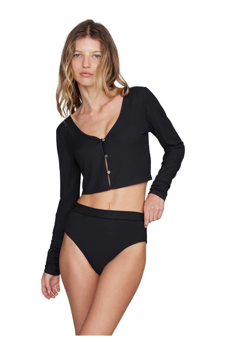 CUUP The Cropped Cardigan, Alternate, color, Black