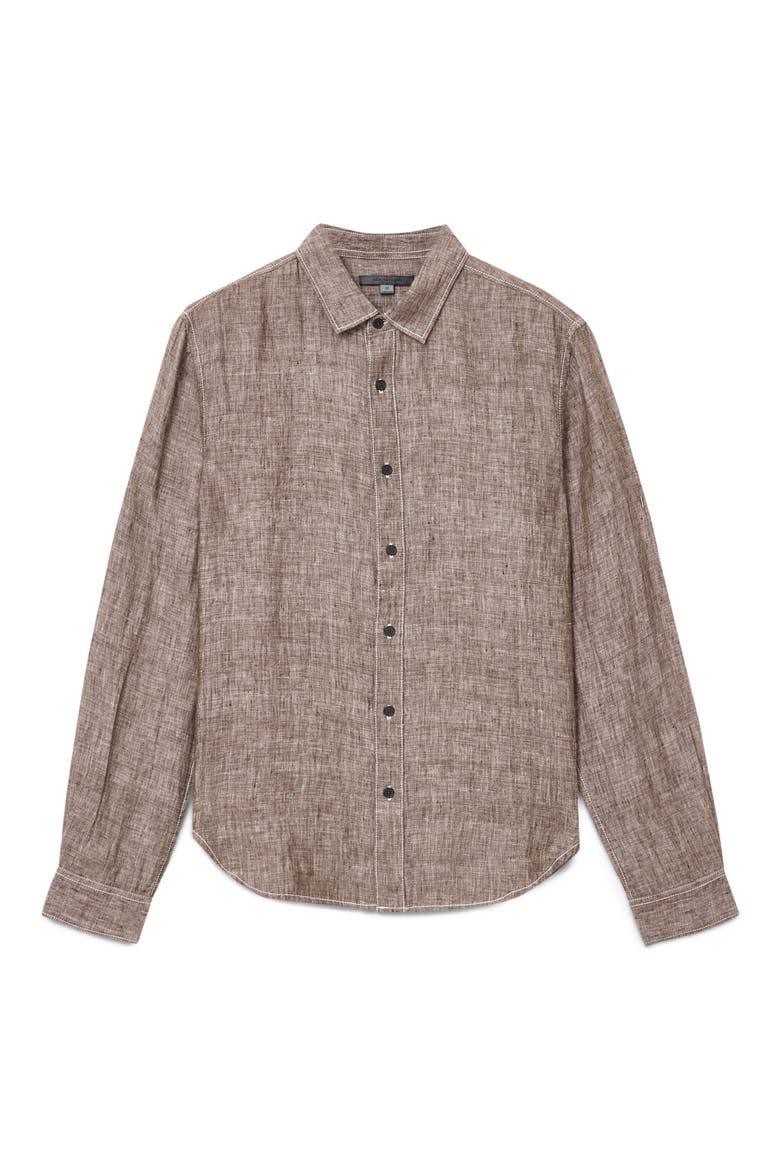 Ben Linen Button-Up Shirt, Alternate, color, EARTH BROWN