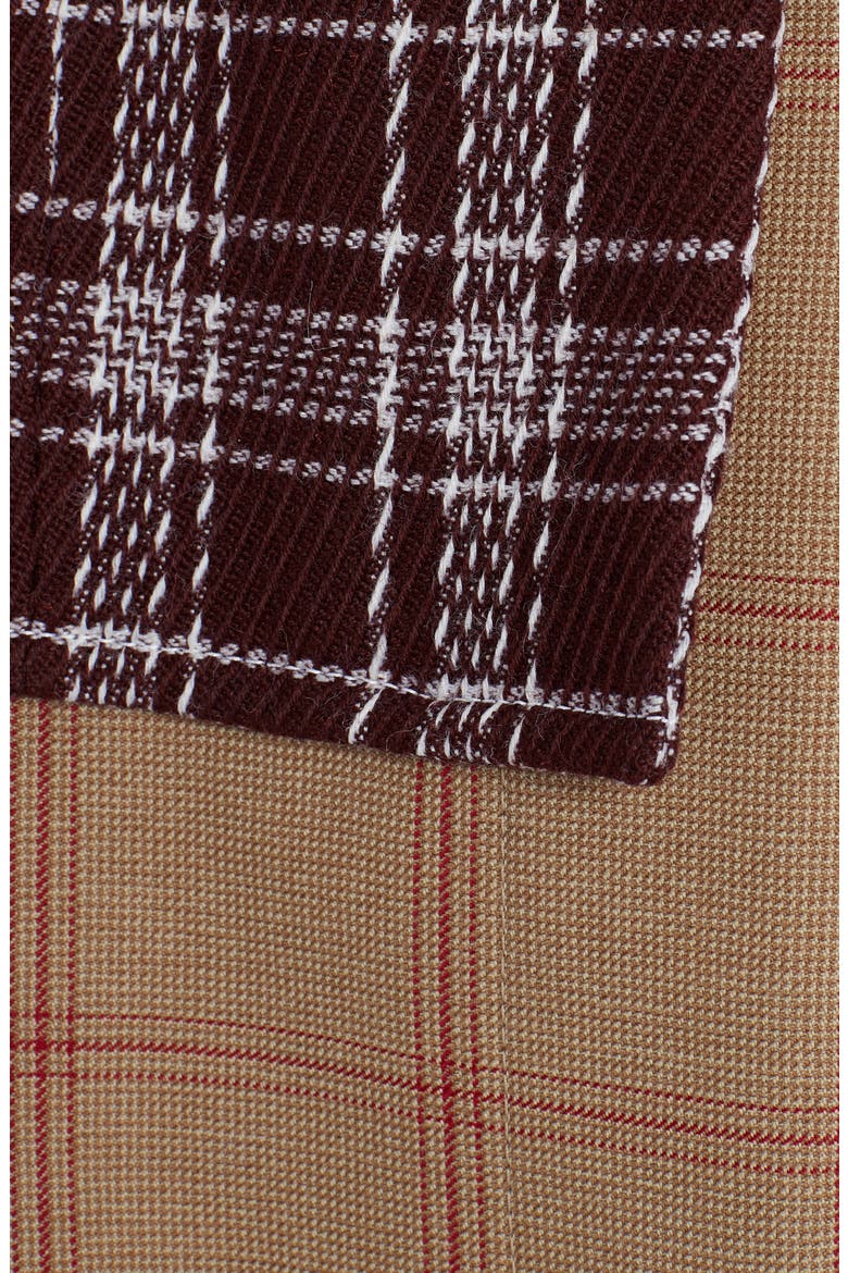 Mixed Media Check Wool Coat, Alternate, color, TOBACCO