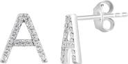 EFFY Sterling Silver Diamond 'A' Initial Stud Earrings