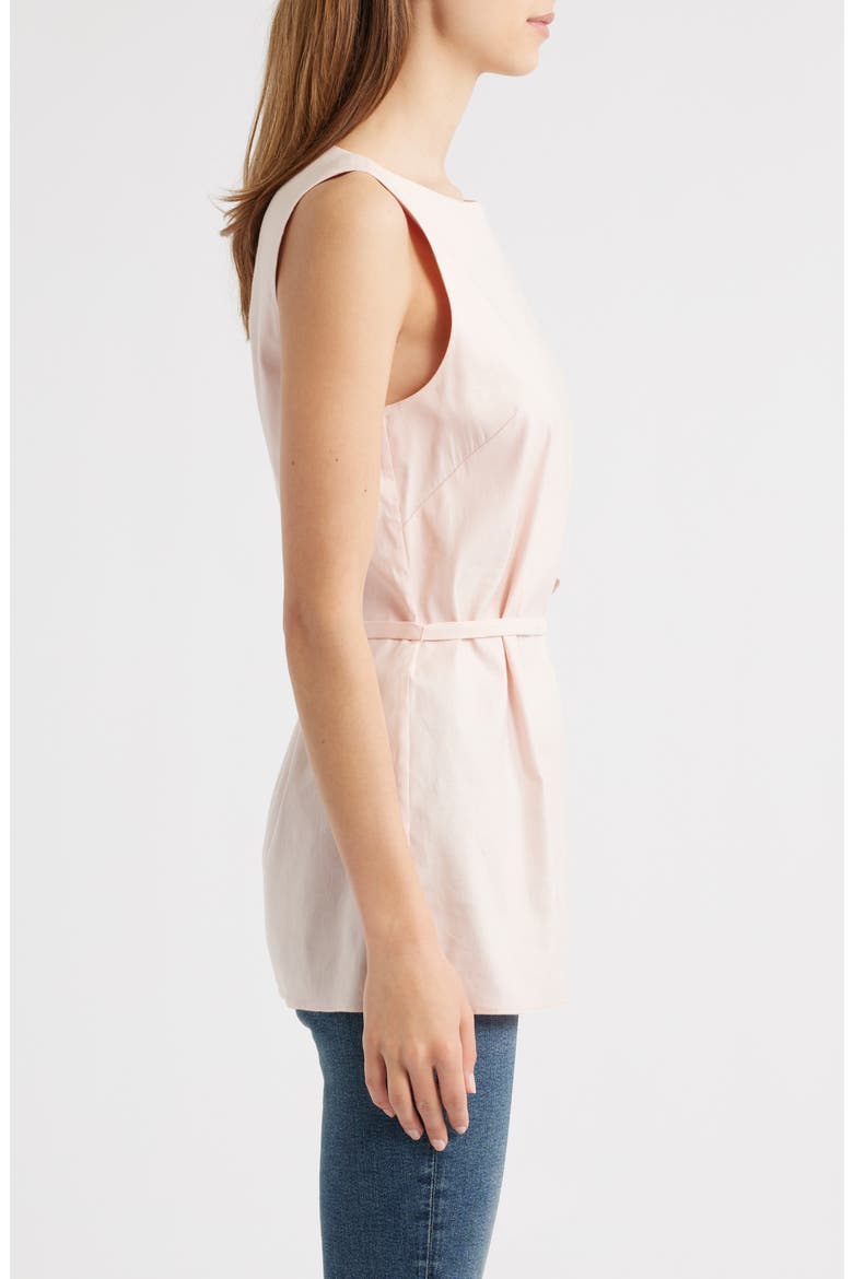 Holland Tie Waist Linen Blend Tunic Top, Alternate, color, ROSE