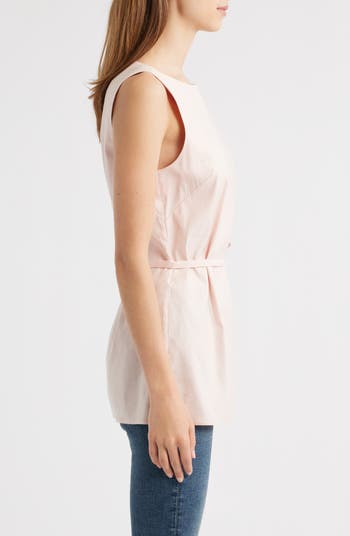 Holland Tie Waist Linen Blend Tunic Top